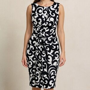 En Focus Petite Black & White Sleeveless Sheath Dress – Size 6P